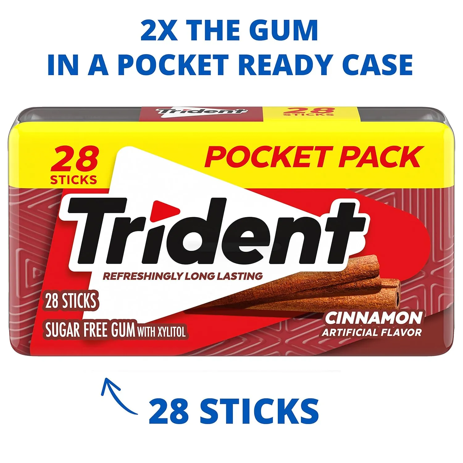 Trident Cinnamon Sugar Free Gum, 6 Pocket Packs of 28 Pieces (168 Total Pieces)