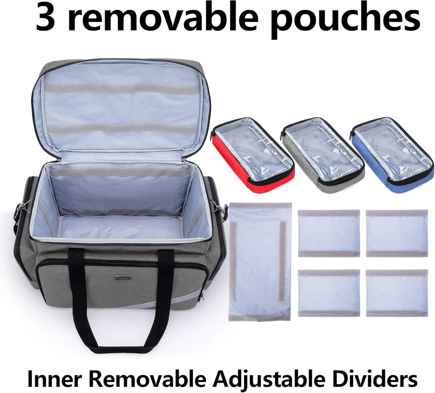 Trunab First Aid Bag Empty, Professional Medical Bag Emergency Responder Trauma Bag with Inner Dividers and Anti-Slip Bottom, Ideal for EMT, EMS, Paramedics