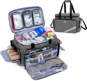 Trunab First Aid Bag Empty, Professional Medical Bag Emergency Responder Trauma Bag with Inner Dividers and Anti-Slip Bottom, Ideal for EMT, EMS, Paramedics