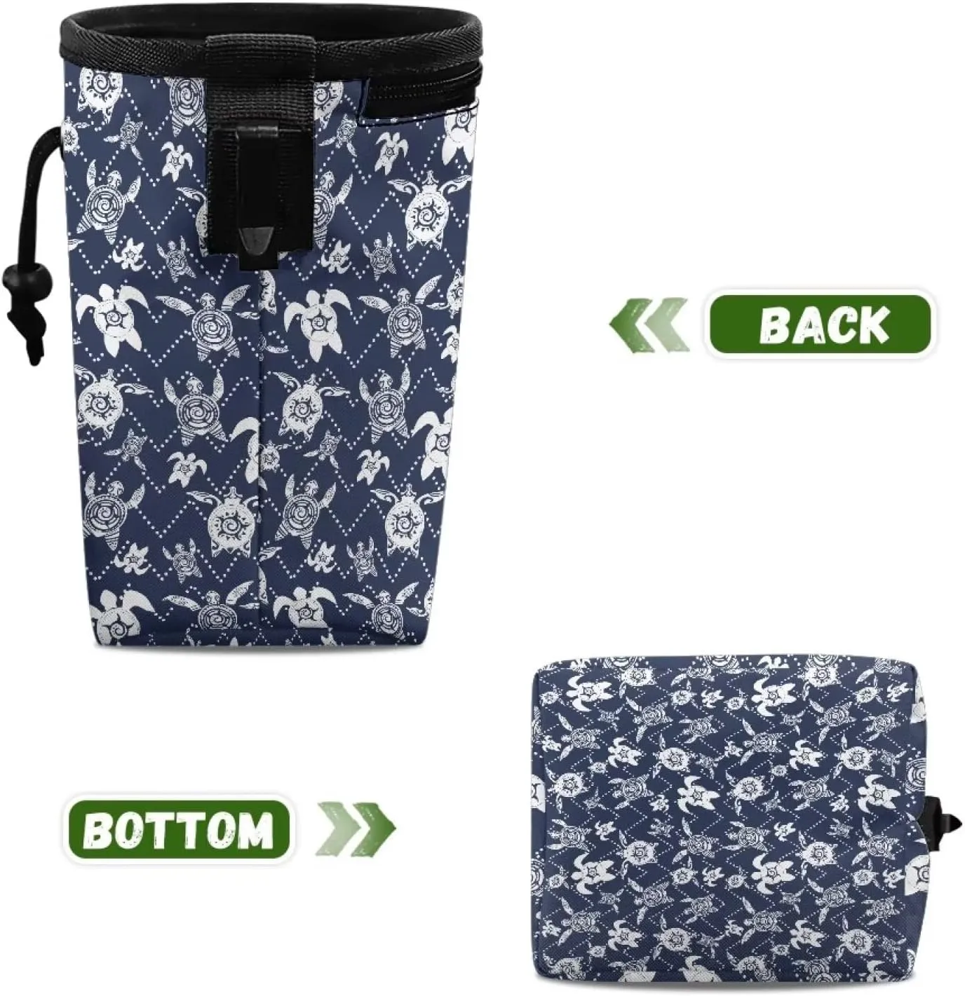 Turtle Print Treat Pouches for Pets Easily Carries Dog Training Treat Bag with Waist Belt Shoulder Strap Dog Treat Bag for Pet Training Walking