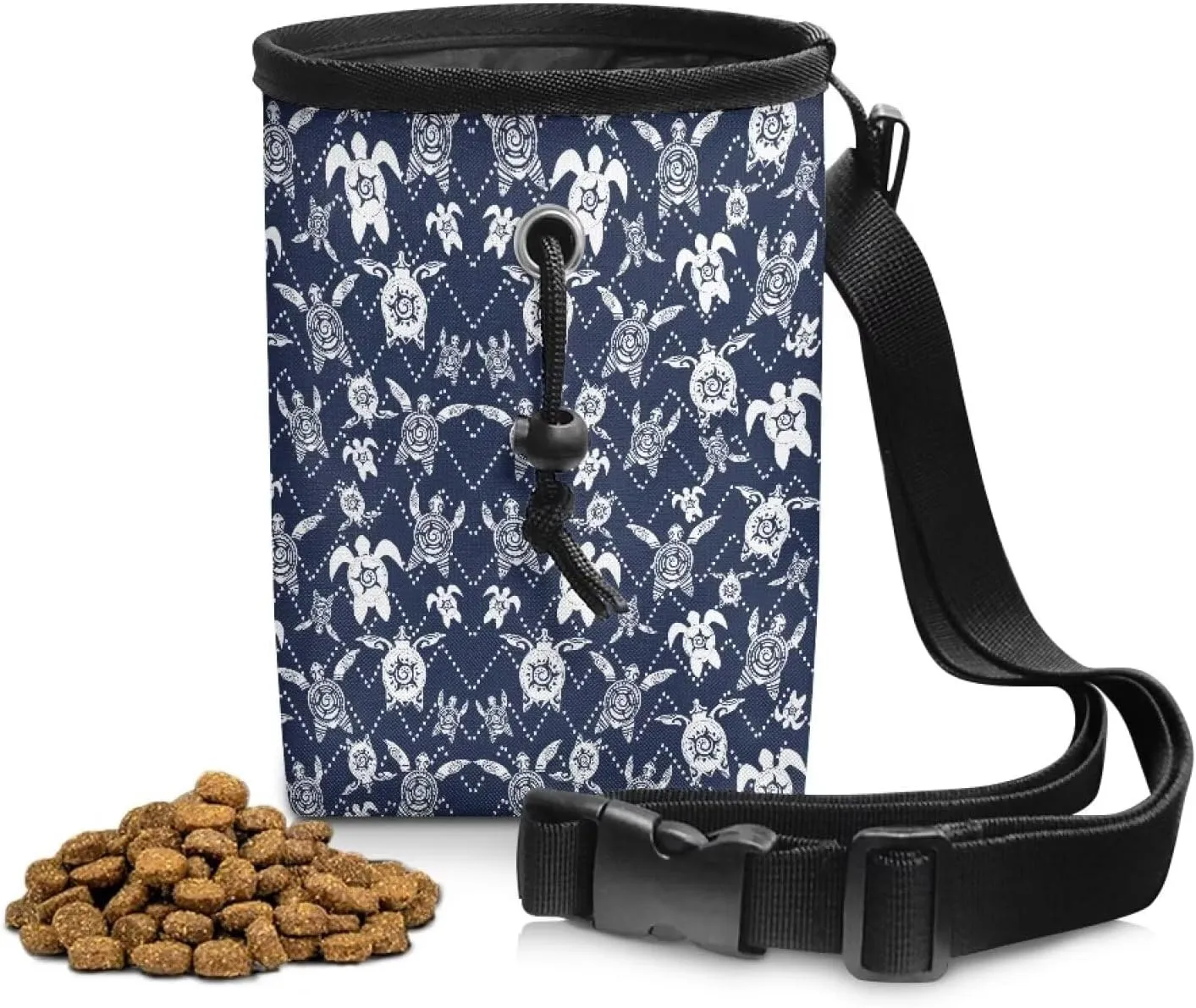 Turtle Print Treat Pouches for Pets Easily Carries Dog Training Treat Bag with Waist Belt Shoulder Strap Dog Treat Bag for Pet Training Walking