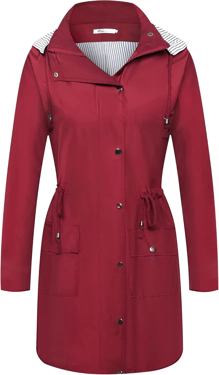 Twinklady Rain Jacket Women Windbreaker Striped Climbing Raincoats Waterproof Lightweight Outdoor Hooded Trench Coats