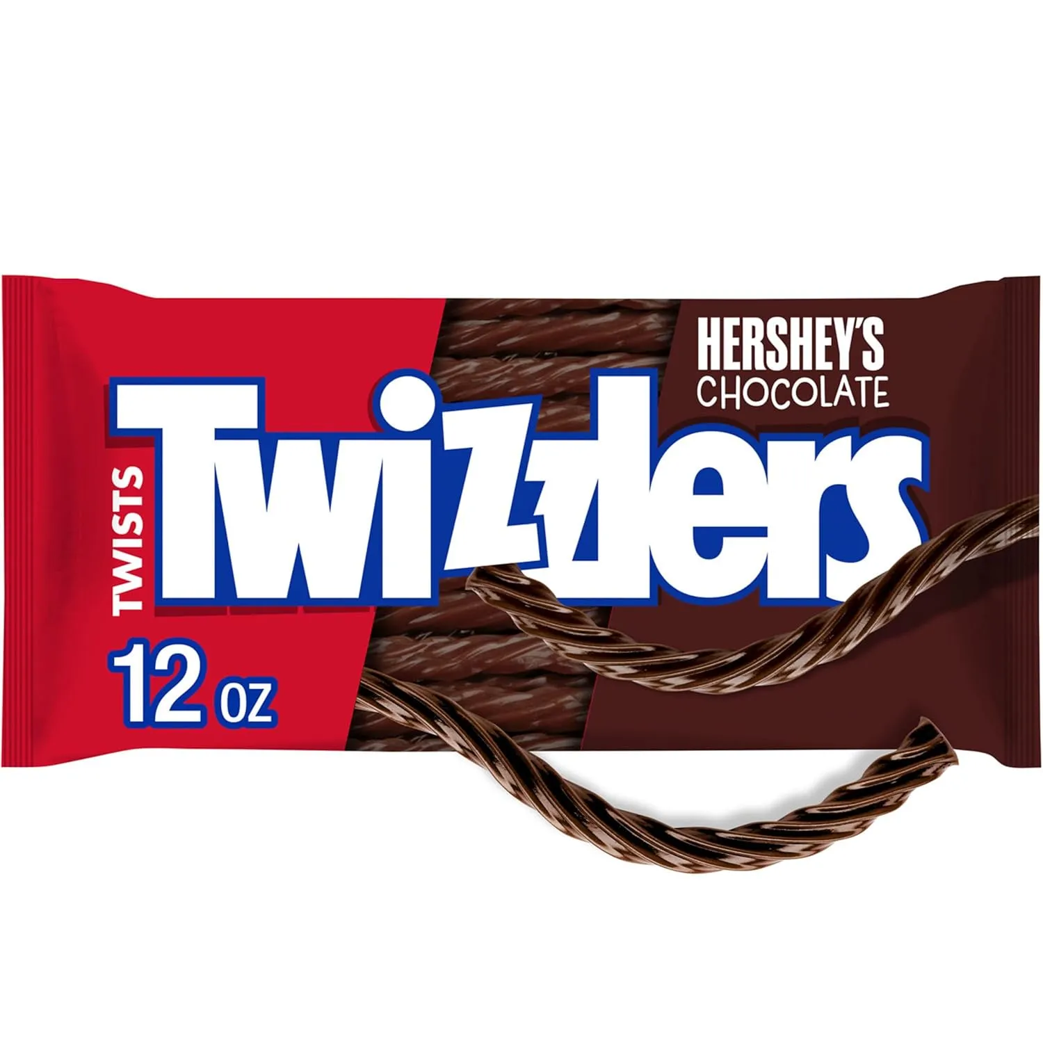 TWIZZLERS Twists HERSHEY'S Chocolate Flavored, Low Fat Candy Bags, 12 oz (Pack of 6)
