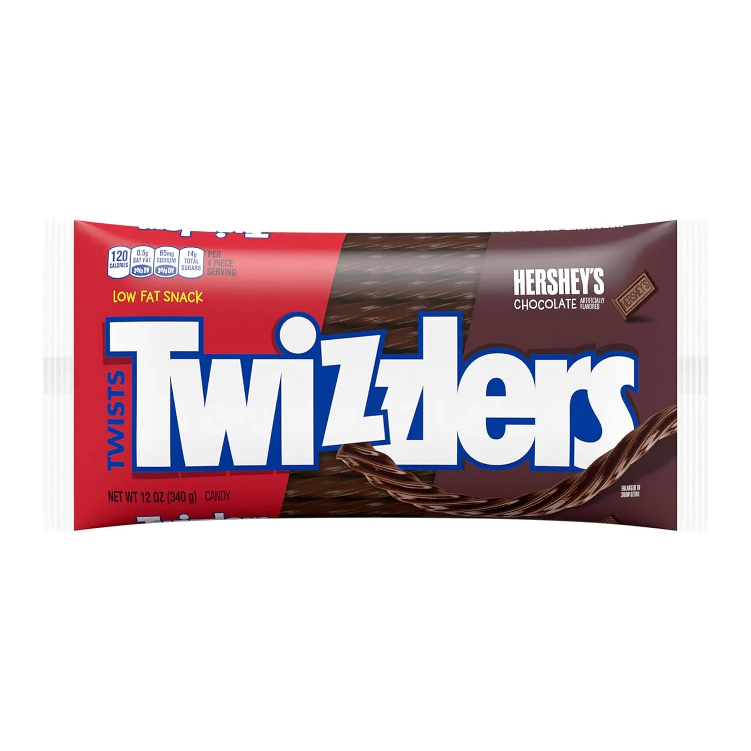 TWIZZLERS Twists HERSHEY'S Chocolate Flavored, Low Fat Candy Bags, 12 oz (Pack of 6)