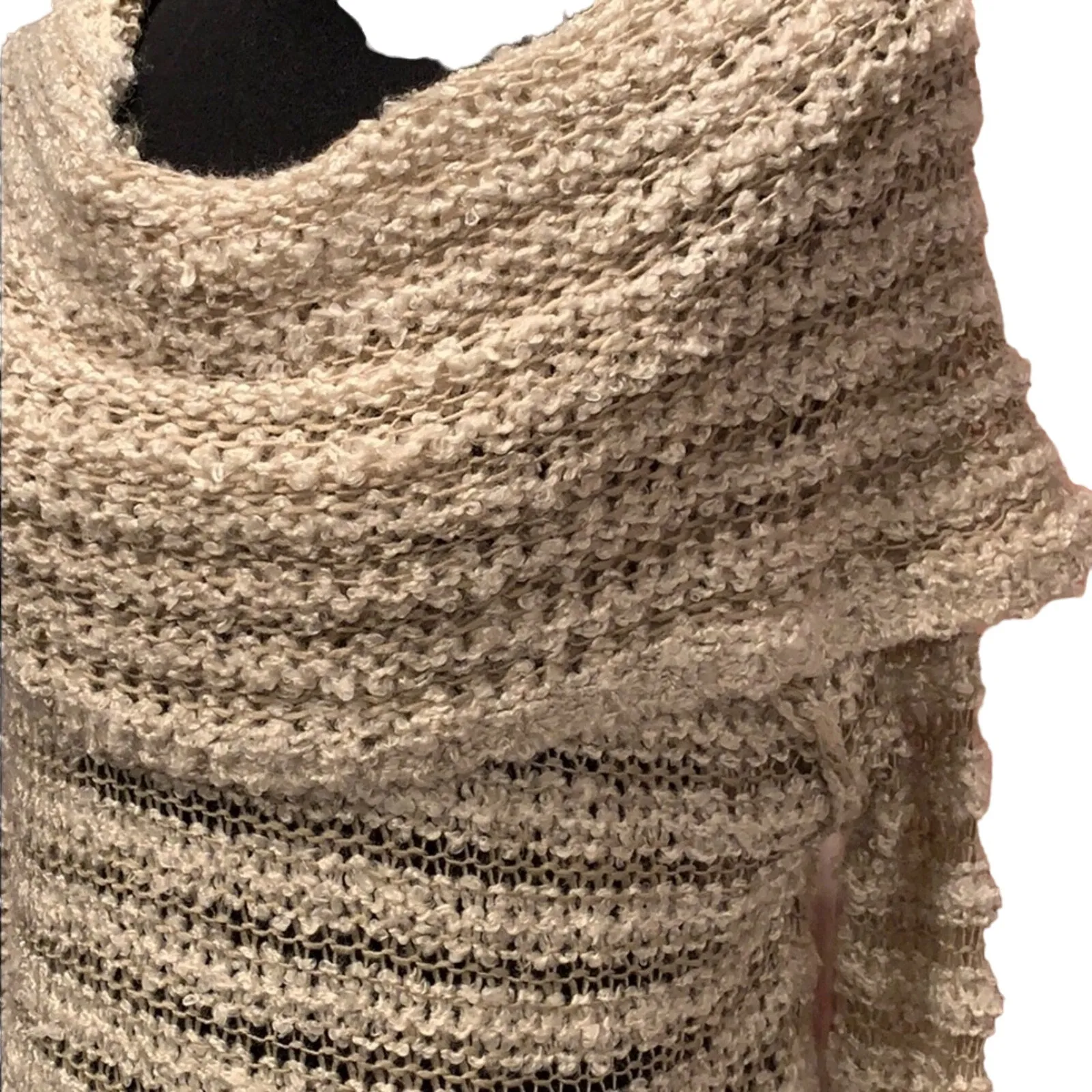 Umgee USA Small Off Shoulder Striped PolyCotton Loose Weave Striped Sweater