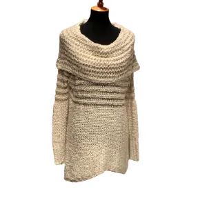 Umgee USA Small Off Shoulder Striped PolyCotton Loose Weave Striped Sweater