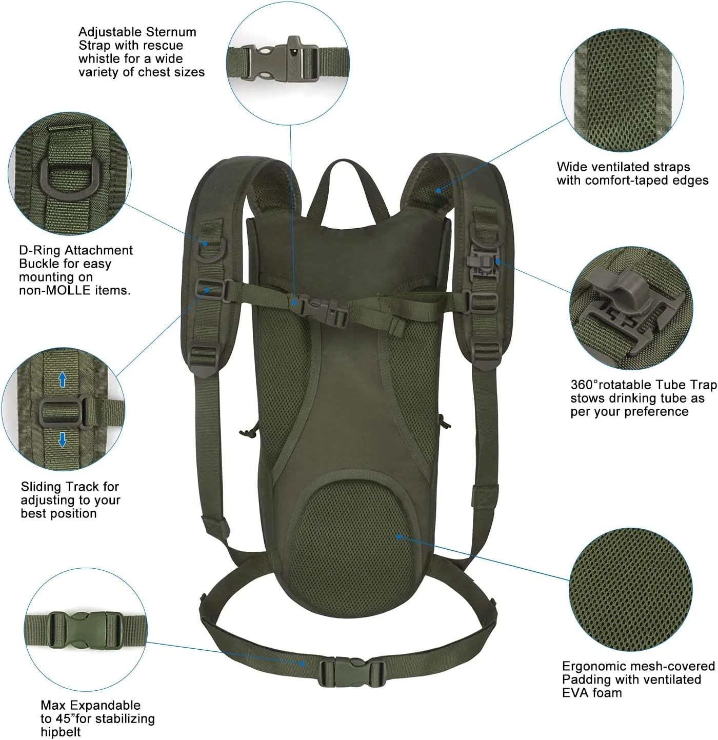 Unigear Tactical Hydration Packs Backpack 1050D with 3L Water Bladder, Thermal Insulation Pack Keeps Liquid Cool up to 4 Hours for Hiking, Cycling, Hunting and Climbing