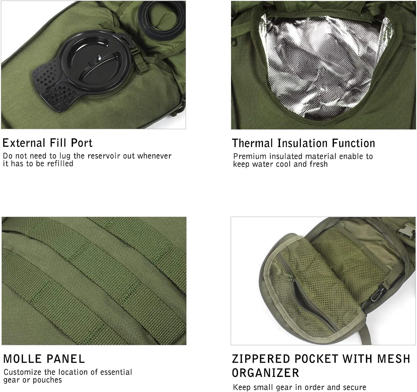 Unigear Tactical Hydration Packs Backpack 1050D with 3L Water Bladder, Thermal Insulation Pack Keeps Liquid Cool up to 4 Hours for Hiking, Cycling, Hunting and Climbing