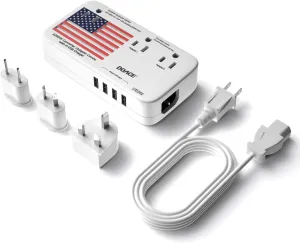 Upgraded 2200W 220V to 110V Converter for European Travel, Voltage Converter US to Europe for Hair Dryer Straightener Curling Iron, 2500W Adapter with EU/UK/AU/US Plugs for Laptop Camera Cell Phone