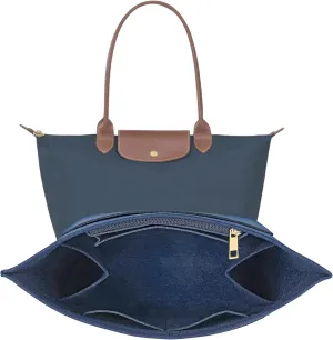 Upgraded Felt Organizer Insert for Longchamp Le Pliage L Handbag Insert (DarkBlue, Large)