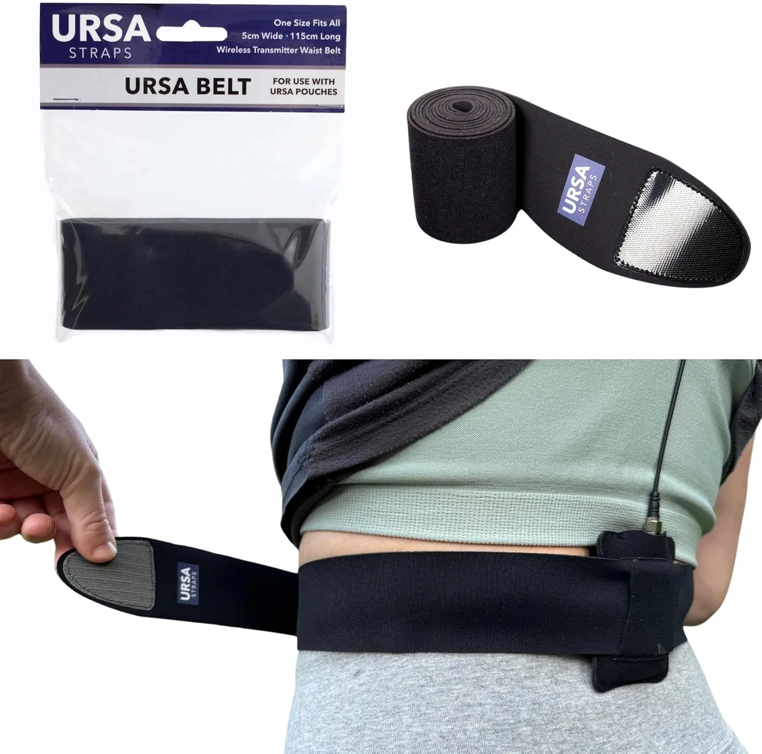 URSA Belt - Adjustable & Comfortable Waist Strap for Wireless Transmitters (Black)