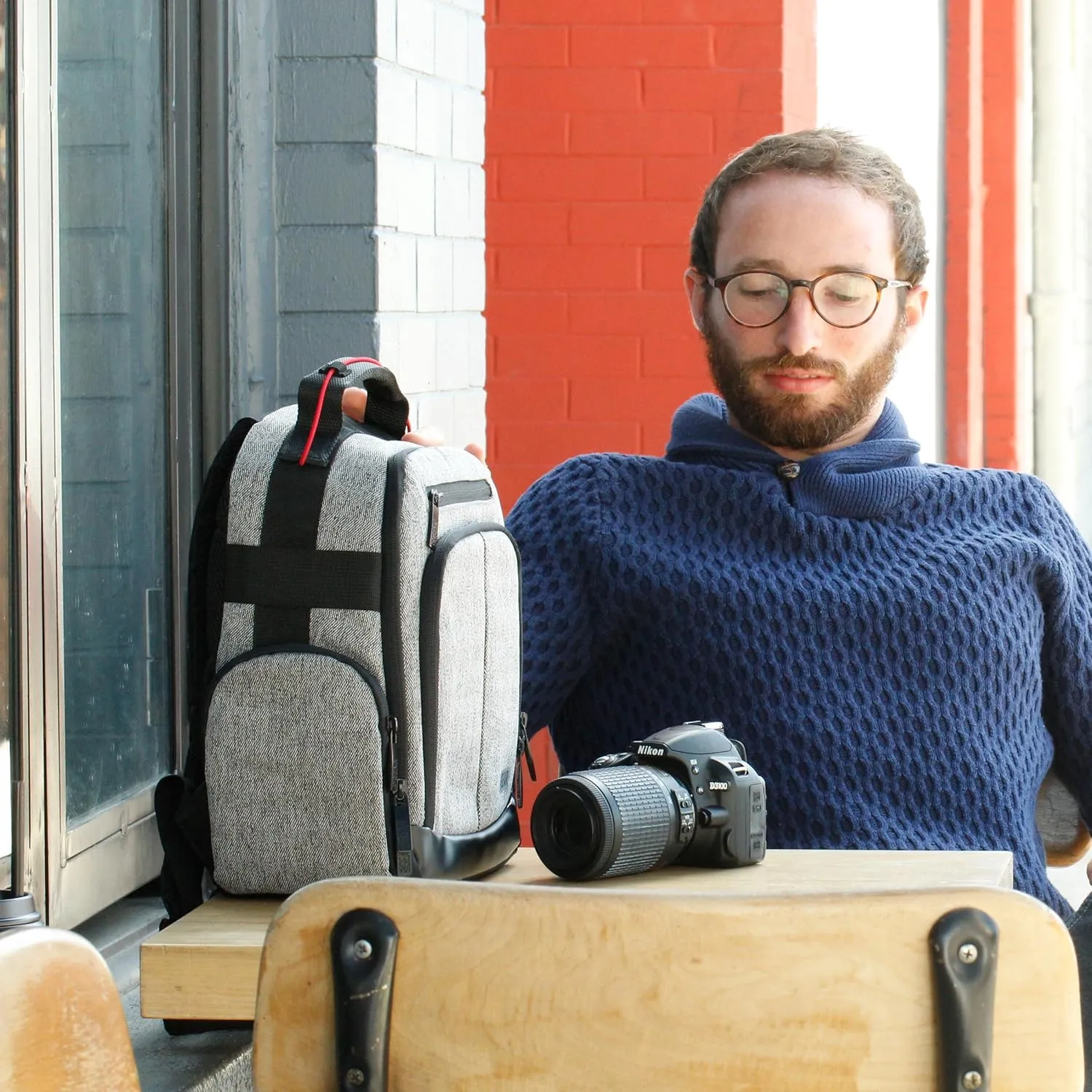 USA GEAR Portable Camera Backpack for DSLR with Customizable Accessory Dividers, Weather Resistant Bottom and Comfortable Back Support - Compatible with Canon, Nikon, Sony, Fujifilm, and More (Gray)