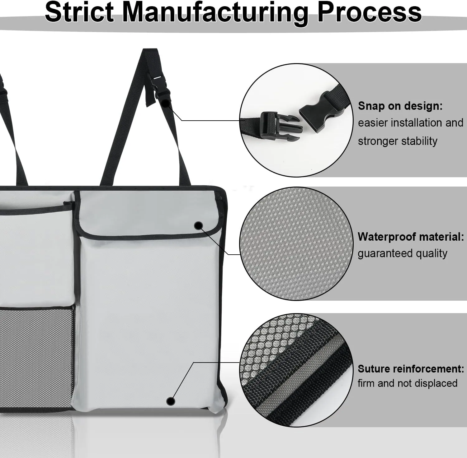 UYYE Trunk Hanging Organizer, Backseat Storage Bag, Collapsible Car Interior Accessories with 4 Pockets & 2 Mesh Pouches for Tools, Provide More Storage Trunk Space for SUV, Jeep, MPVs (Light Grey)