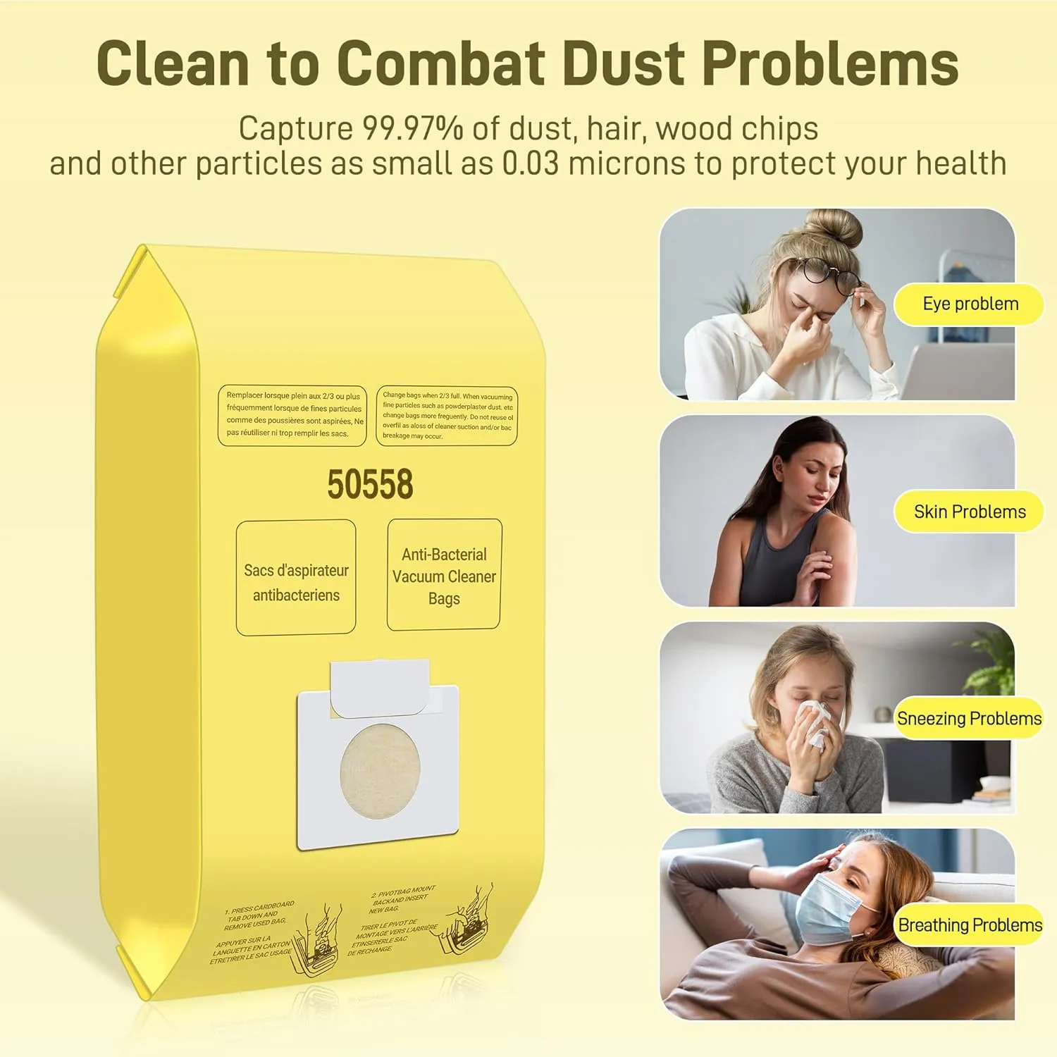 Vacuum Cleaner Bags Replacement for Kenmore Canister Type C/Q 5055, 50557, 50558 and Pana·sonic Type C-5 Vacuums, 15 Pack High-Efficiency Replacement Canister Vacuum Bags by PETOX
