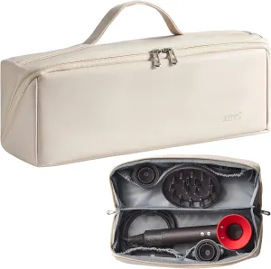 Veki Travel Storage Case for Dyson Airwrap Styler, Large Opening Travel Storage Bag Compatible for Shark Flexstyle Air Styling & Drying System, Portable Carrying Organizer for Hair Curler (Off-White)