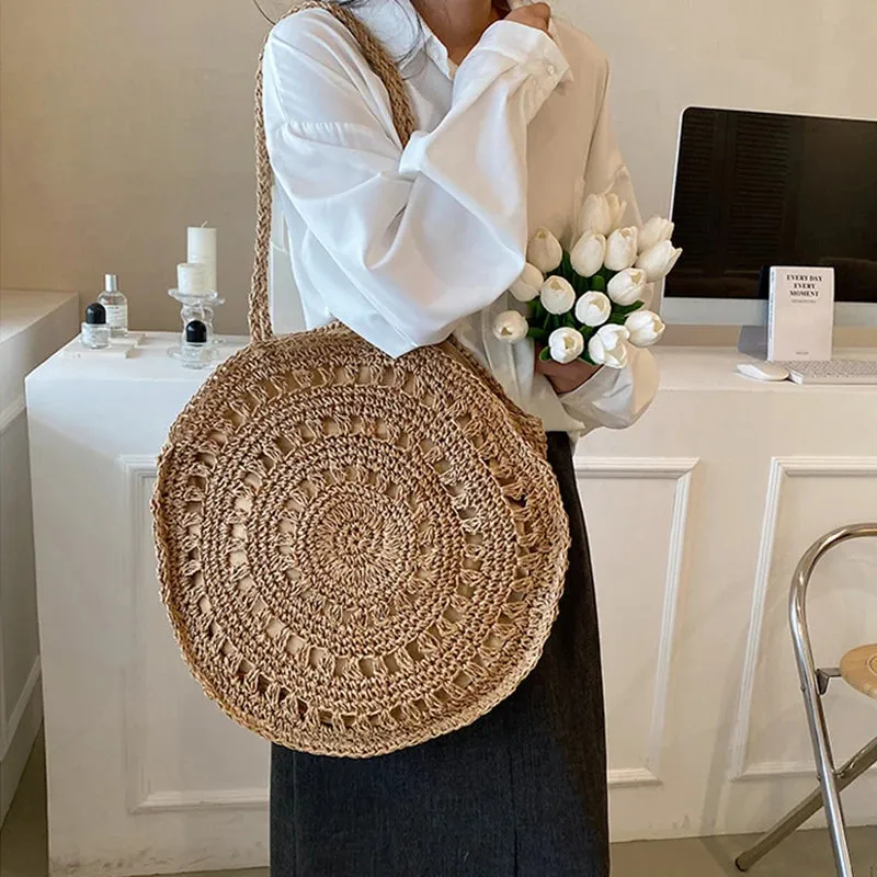 Veloria™ Boho Hollow Straw Circle Bag