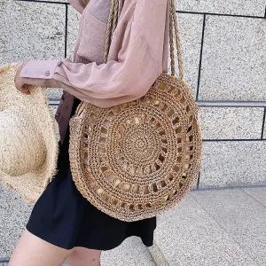 Veloria™ Boho Hollow Straw Circle Bag