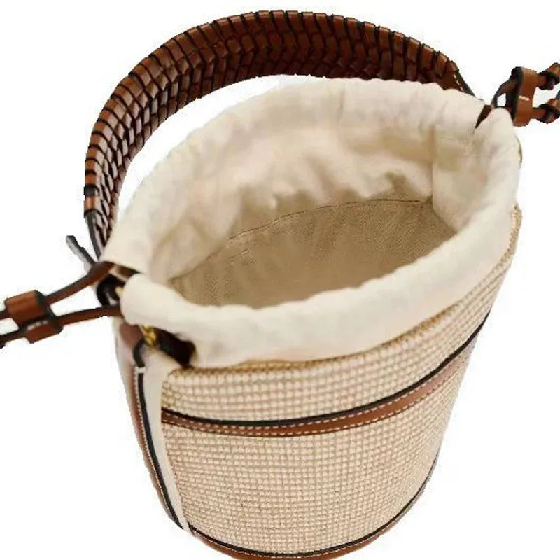 Veloria™ Panelled Straw Bucket Bag