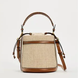 Veloria™ Panelled Straw Bucket Bag