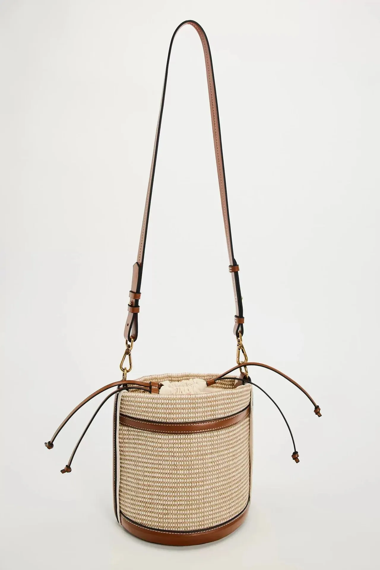 Veloria™ Panelled Straw Bucket Bag