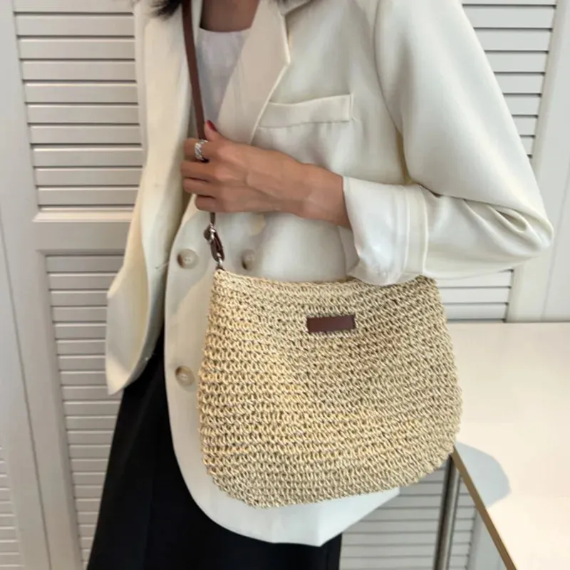 Veloria™ Woven Straw Shoulder Bag