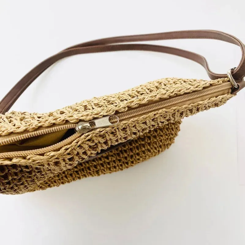 Veloria™ Woven Straw Shoulder Bag