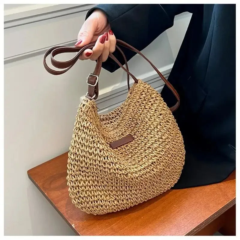 Veloria™ Woven Straw Shoulder Bag