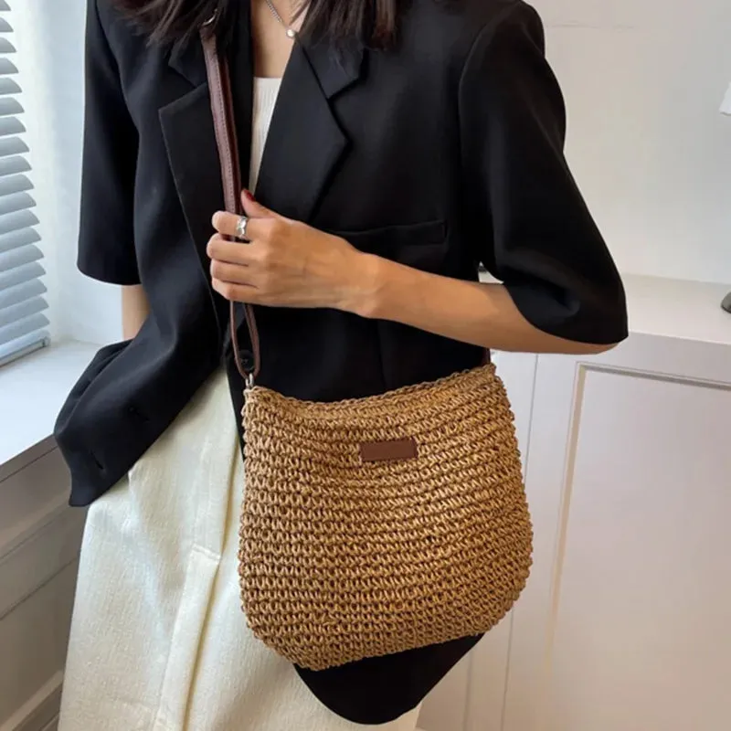 Veloria™ Woven Straw Shoulder Bag