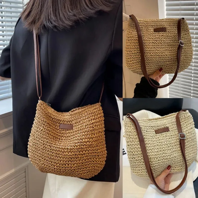 Veloria™ Woven Straw Shoulder Bag