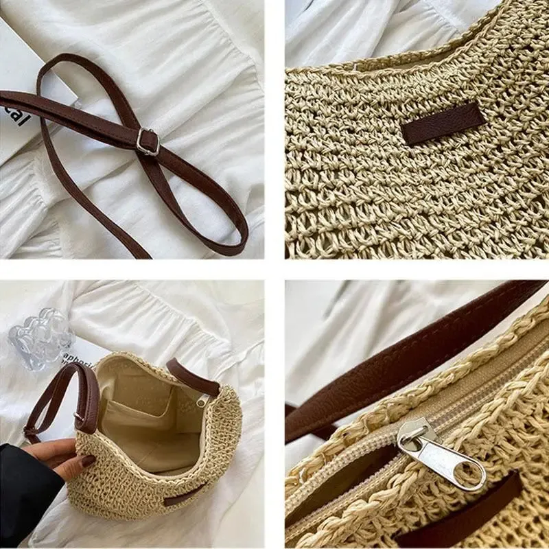 Veloria™ Woven Straw Shoulder Bag