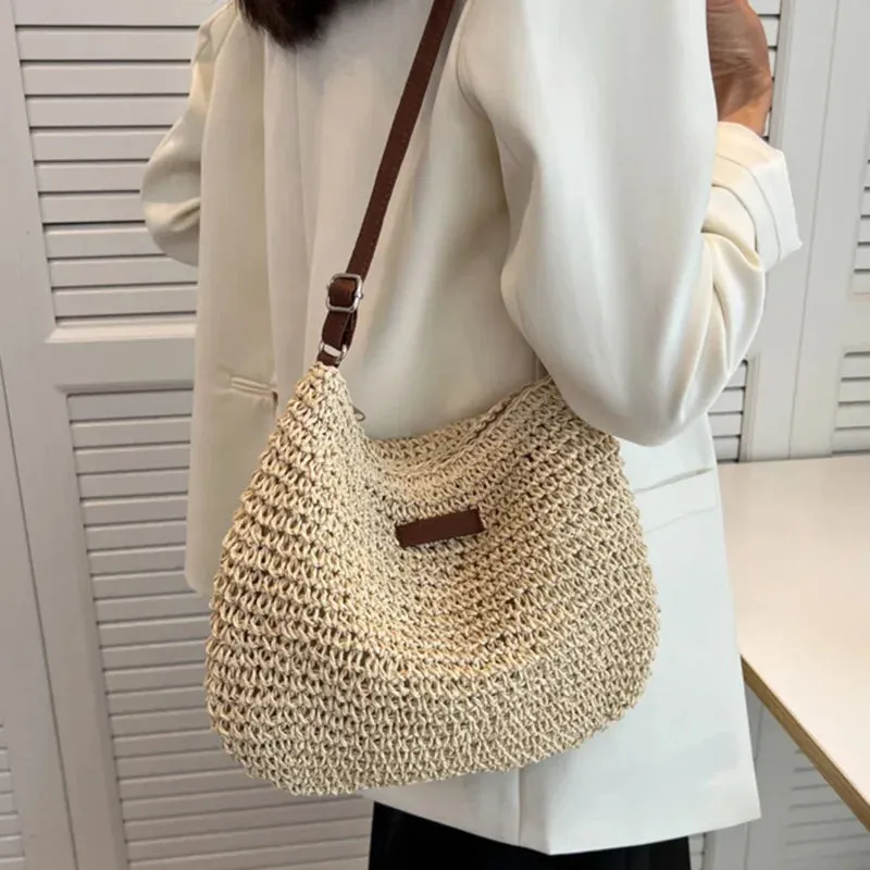 Veloria™ Woven Straw Shoulder Bag