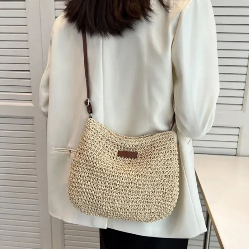 Veloria™ Woven Straw Shoulder Bag