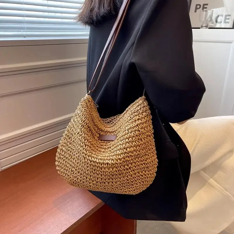 Veloria™ Woven Straw Shoulder Bag