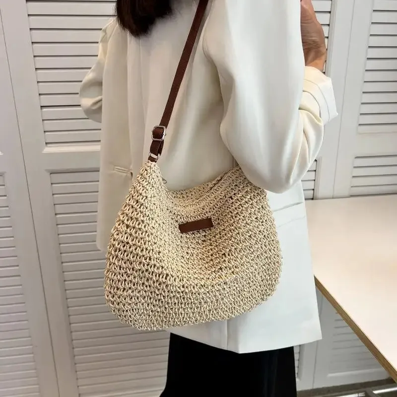 Veloria™ Woven Straw Shoulder Bag