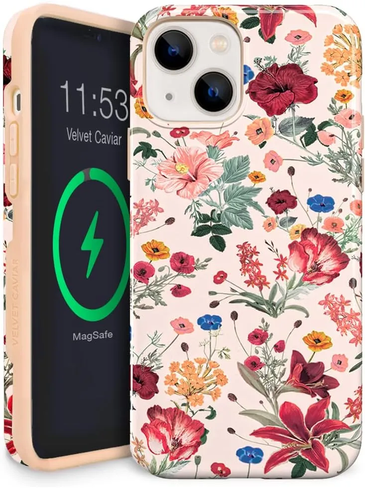 VELVET CAVIAR for iPhone 13 Case - Compatible with MagSafe - 10ft Drop Tested - Vintage Floral Wildflowers