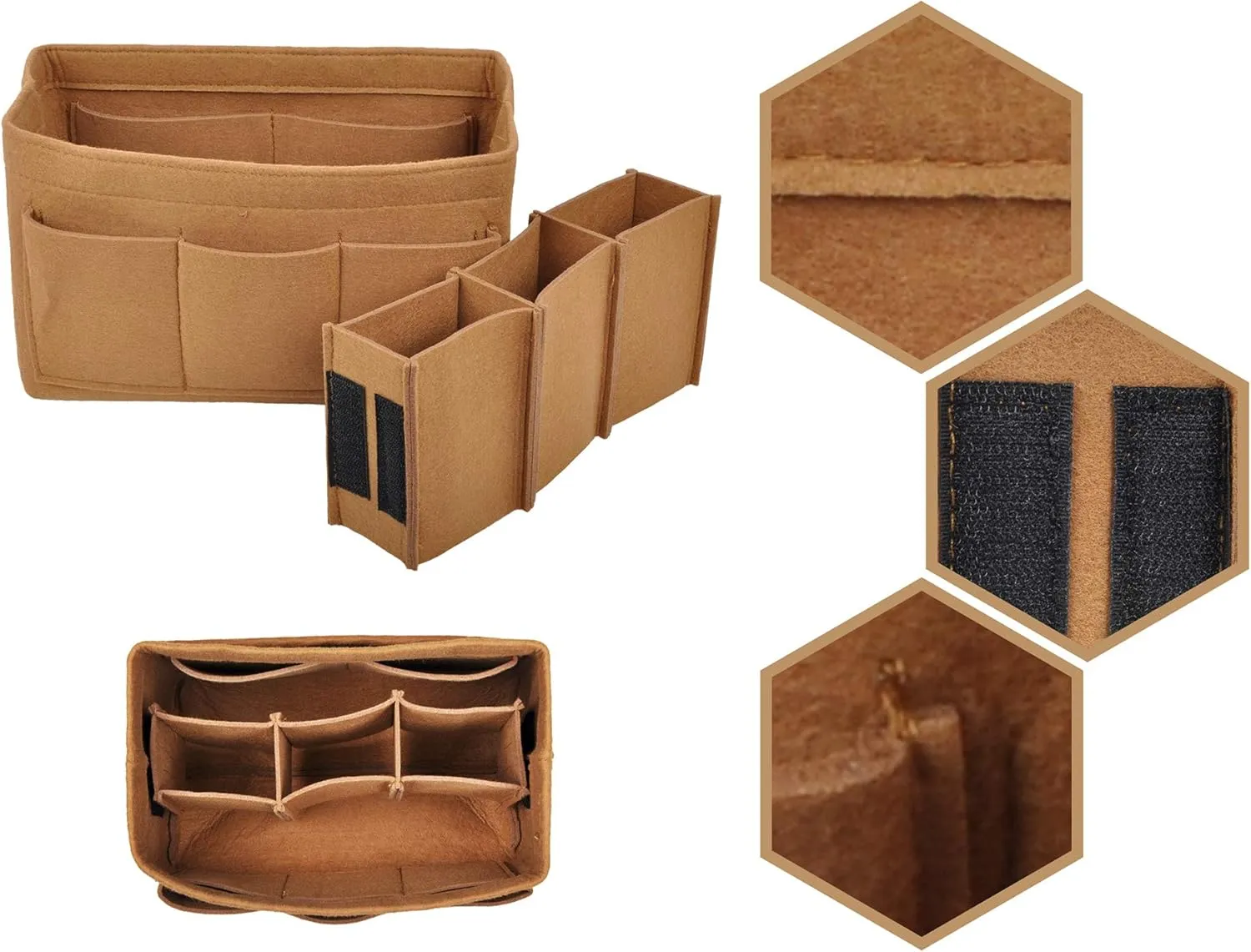 Vercord Felt Purse Organizer Handbag Insert Liner Shaper Bag in Bags for Speedy Neverfull Tote Brown Medium