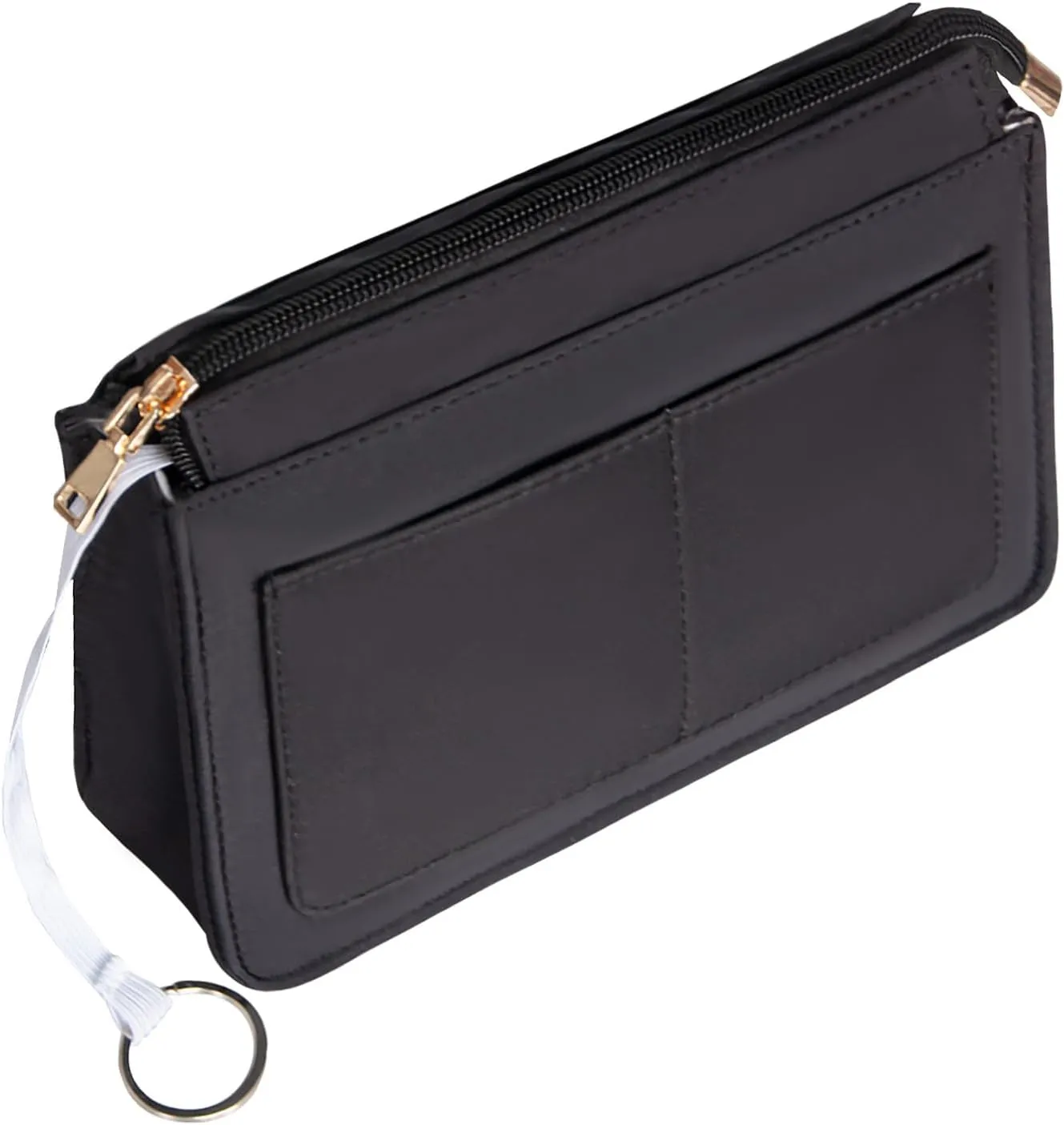 Vercord Purse Organizer Insert with Zipper for Women Hobo Handbags Shaper Insert 12 Pockets Bag Black Small