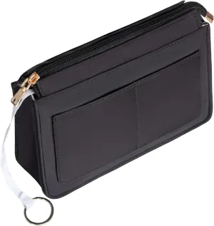 Vercord Purse Organizer Insert with Zipper for Women Hobo Handbags Shaper Insert 12 Pockets Bag Black Small