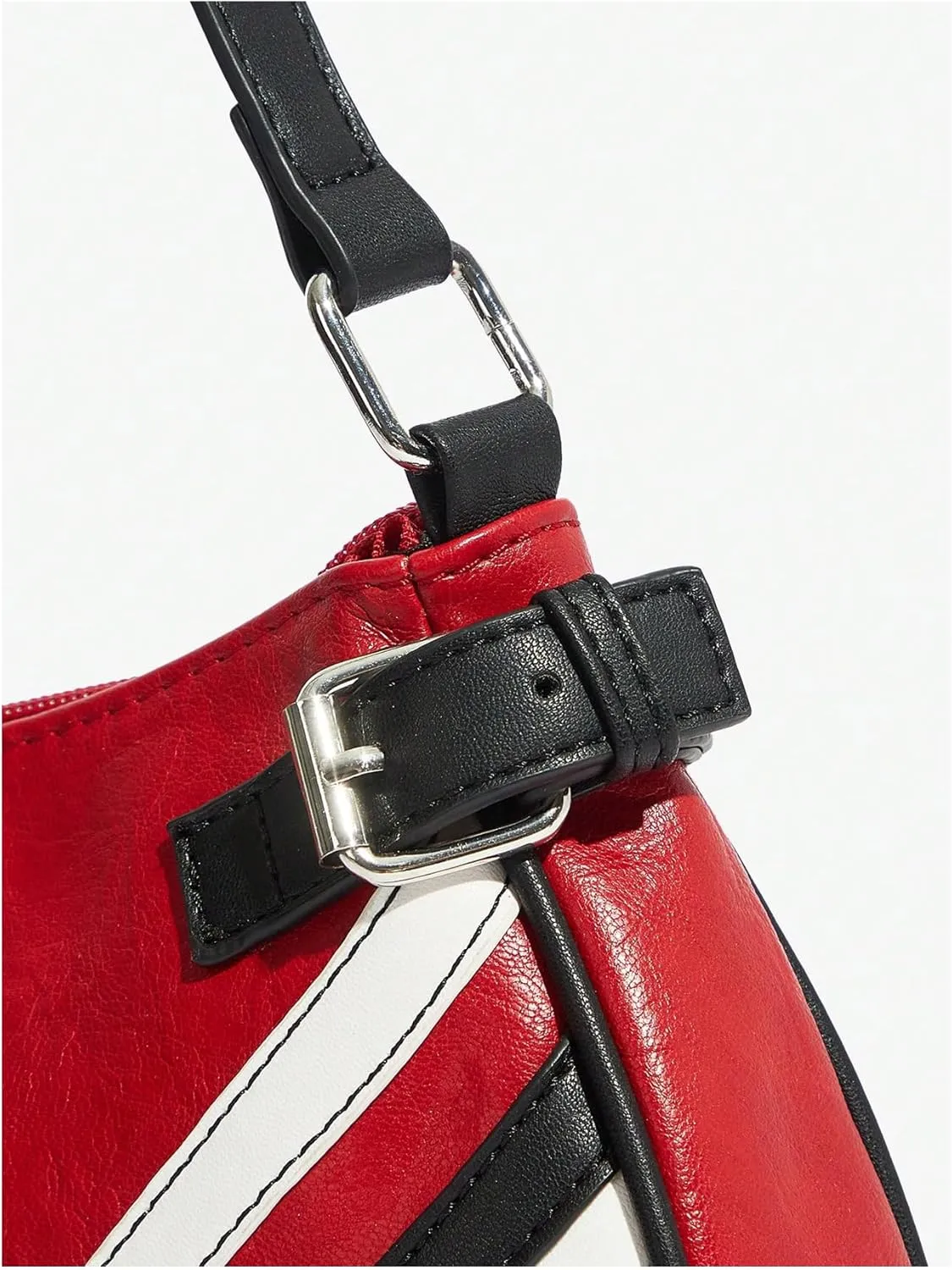 Verdusa Women's Punk Colorblock PU Leather Shoulder Bag Top Handle Underarm Bag