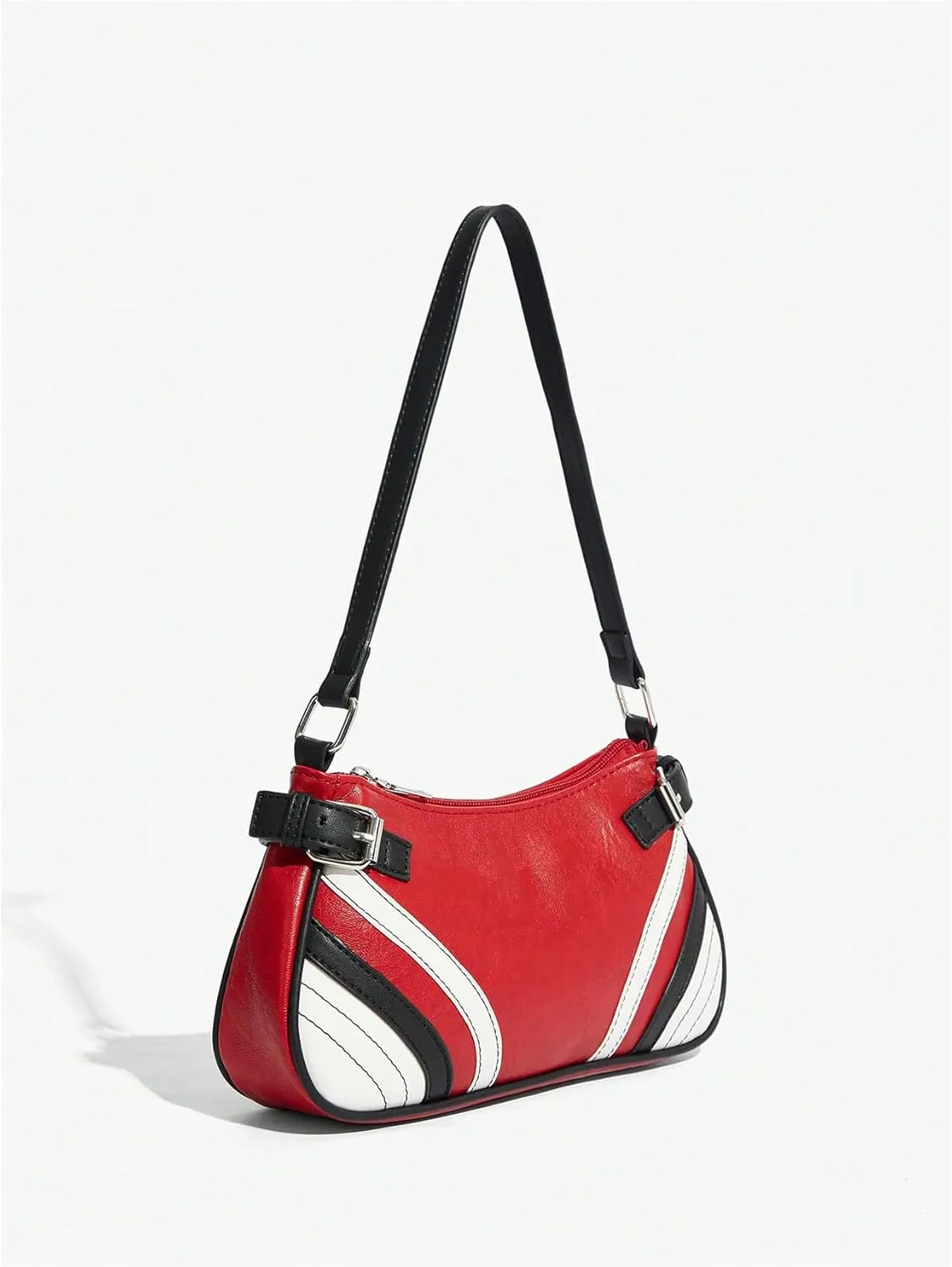 Verdusa Women's Punk Colorblock PU Leather Shoulder Bag Top Handle Underarm Bag
