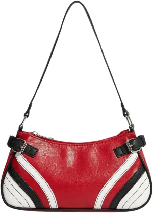 Verdusa Women's Punk Colorblock PU Leather Shoulder Bag Top Handle Underarm Bag