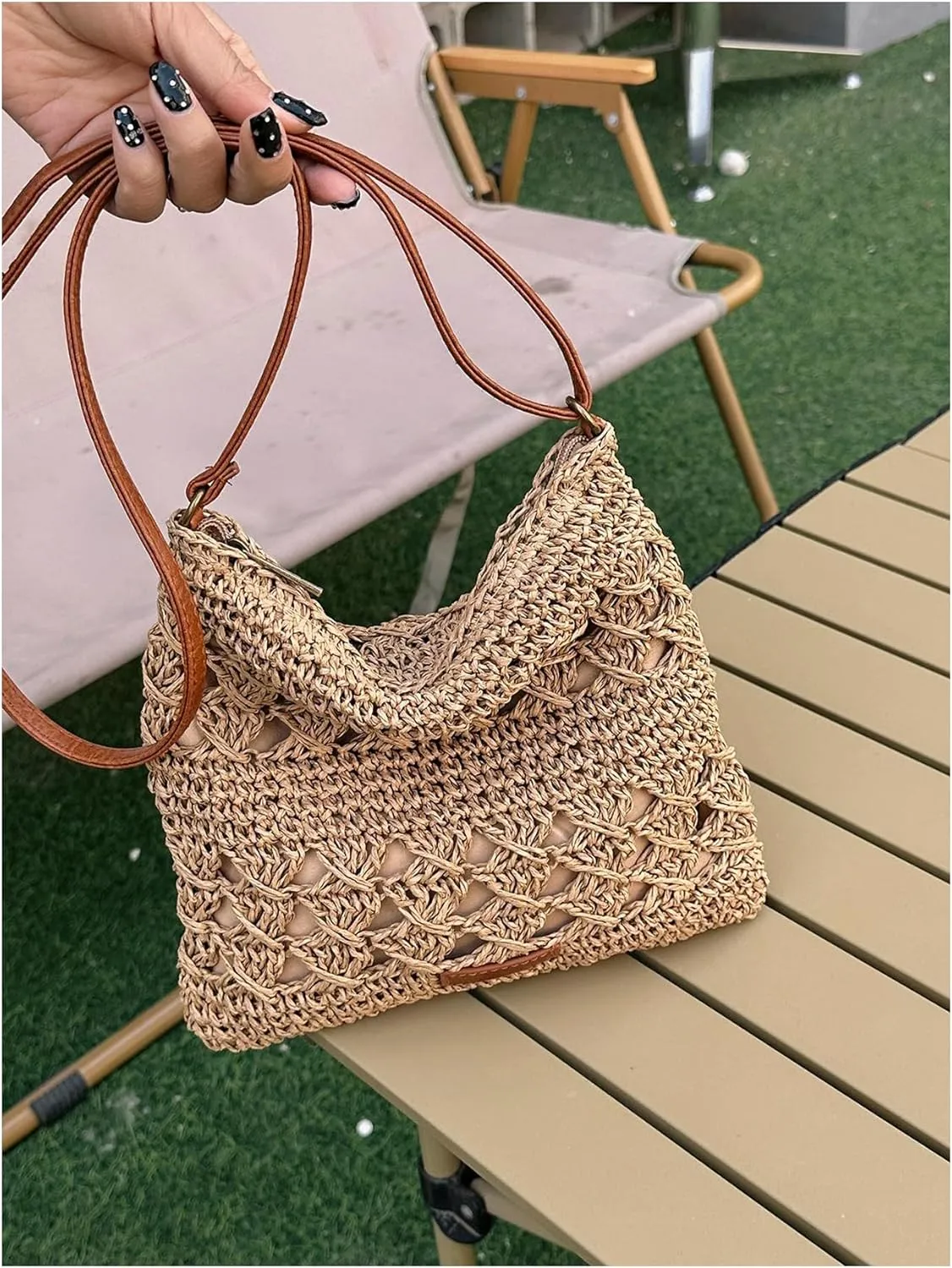 Verdusa Women's Straw Shoulder Bag Crochet Woven Crossbody Bag Casual Beach Vacation Tote Bags
