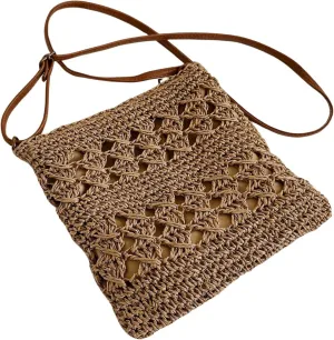 Verdusa Women's Straw Shoulder Bag Crochet Woven Crossbody Bag Casual Beach Vacation Tote Bags