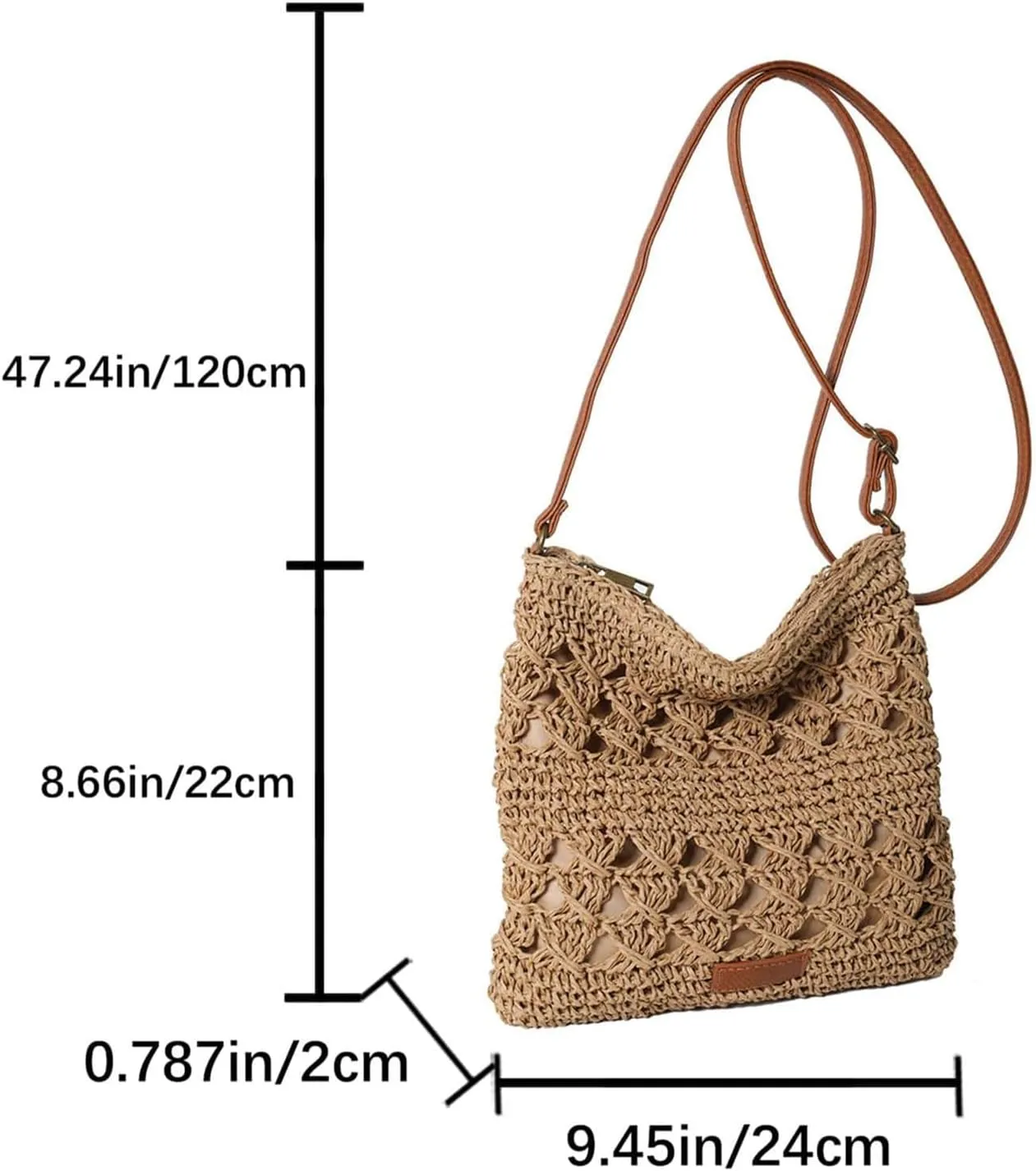 Verdusa Women's Straw Shoulder Bag Crochet Woven Crossbody Bag Casual Beach Vacation Tote Bags