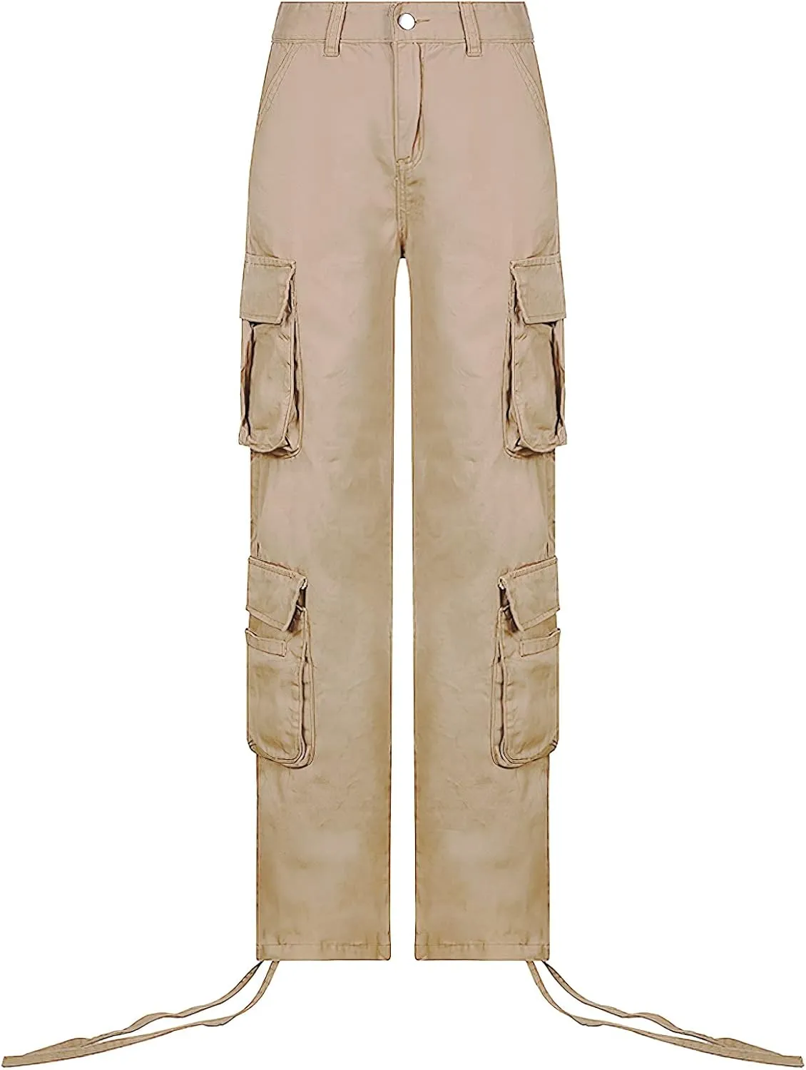Viatabuna Women's High Rise Straight Leg Y2K Streetwear Cargo Pants Baggy Boyfriend Pants with Pocket