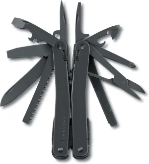 Victorinox Spirit XBS with Nylon Belt Pouch Swiss Army Knife, 25 Functions, Swiss Made Multi-Tool with Crate Opener, Chisel and Screwdriver - Spirit X Black Nylon Pouch - Black