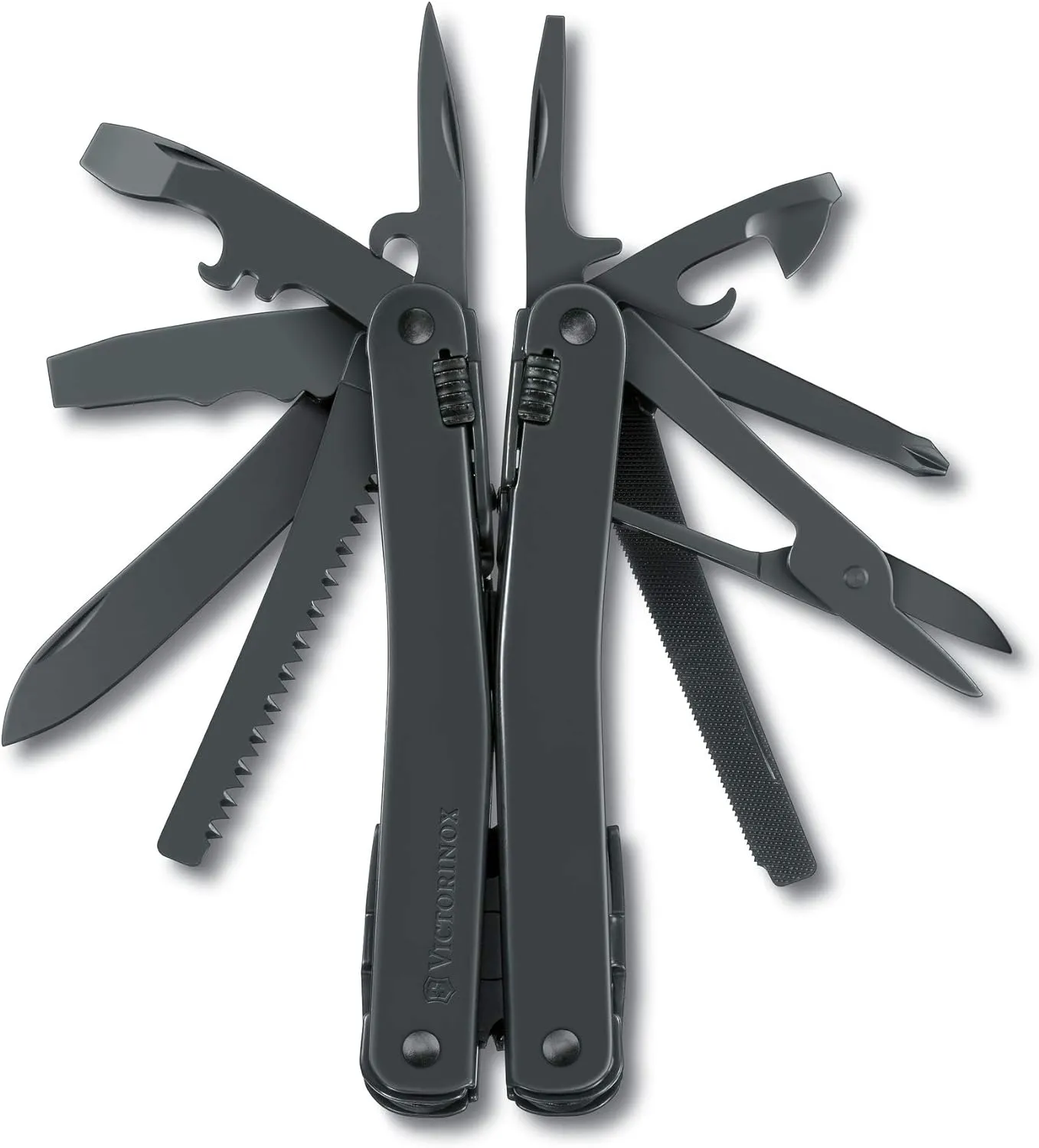 Victorinox Spirit XBS with Nylon Belt Pouch Swiss Army Knife, 25 Functions, Swiss Made Multi-Tool with Crate Opener, Chisel and Screwdriver - Spirit X Black Nylon Pouch - Black