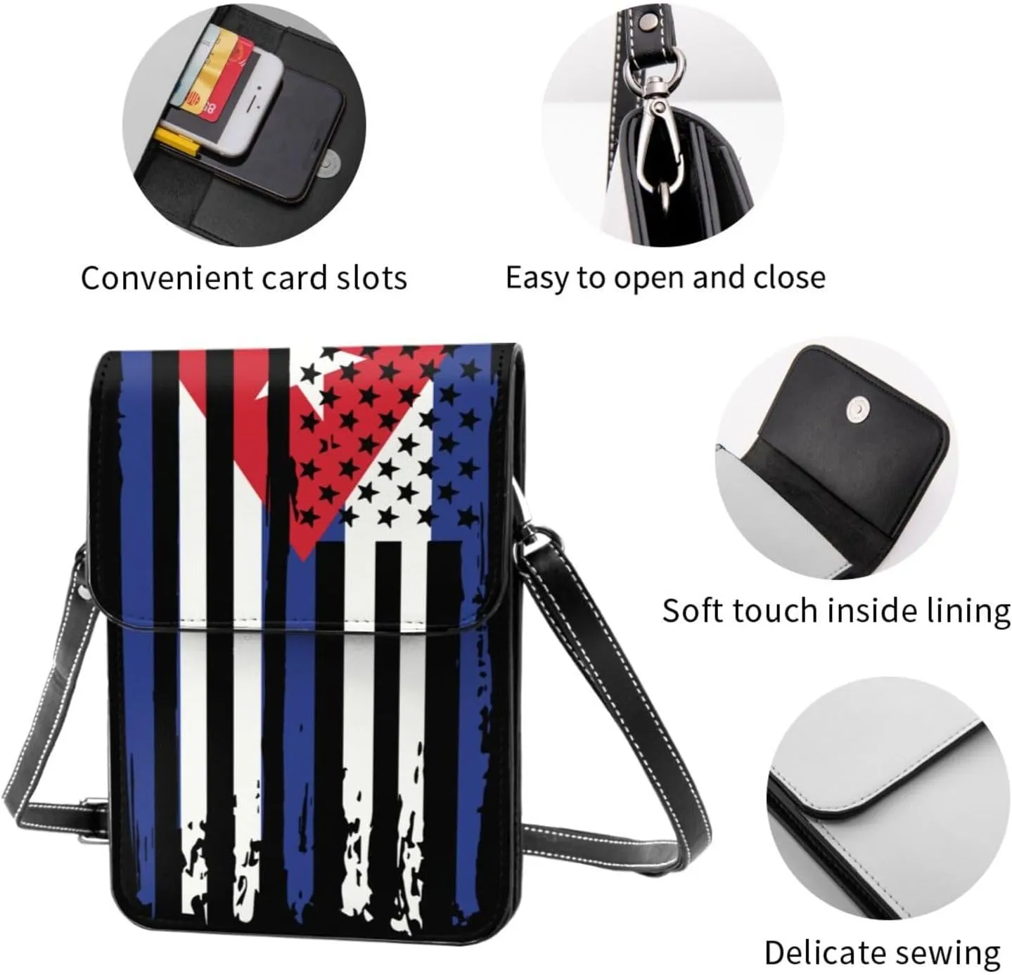 Vintage Ethiopia Ethiopian America Flag Striped Patterns Small Crossbody Purse Cell Phone Bag for Women