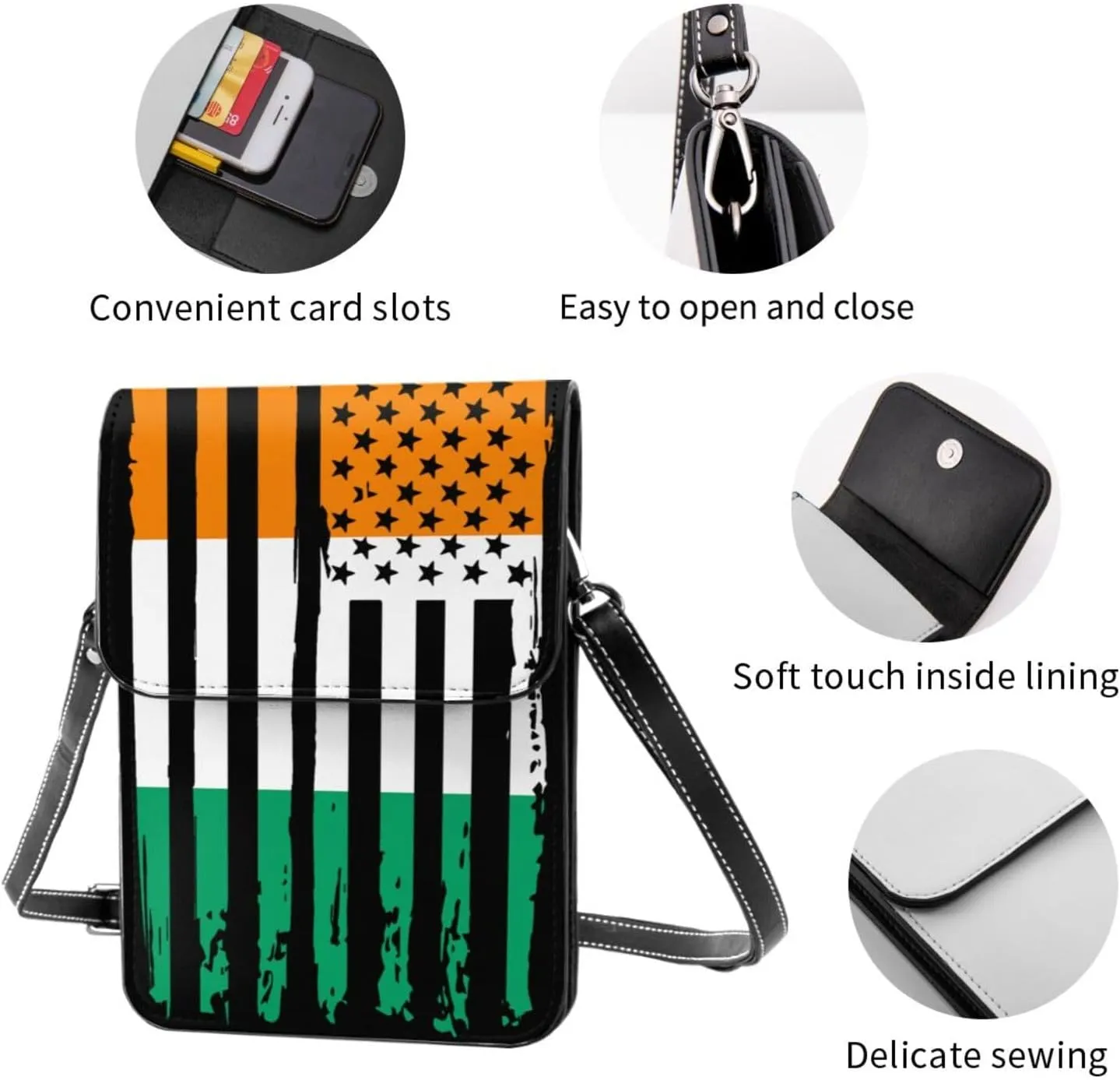 Vintage Ethiopia Ethiopian America Flag Striped Patterns Small Crossbody Purse Cell Phone Bag for Women