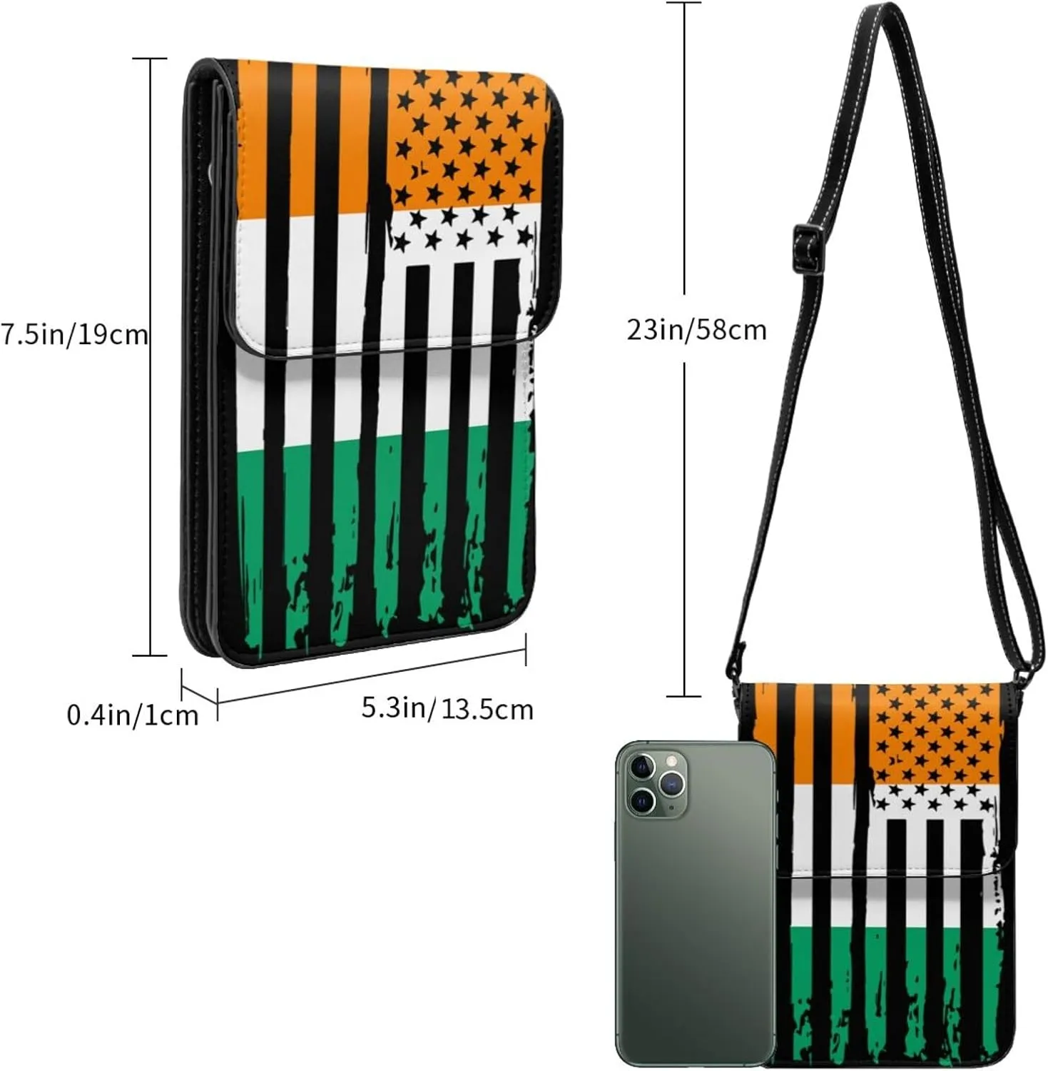 Vintage Ethiopia Ethiopian America Flag Striped Patterns Small Crossbody Purse Cell Phone Bag for Women